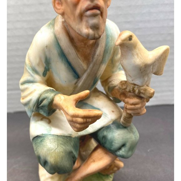 Vintage Napcoware  Old Man Sitting with Bird Figurine C5701 Hand Painted 6.5" - Picture 7 of 9